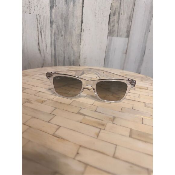 Ray-Ban Brand Clear Crystal Frame Square Gradient Lens Sunglasses Style main image 8